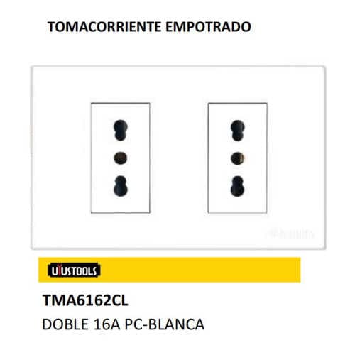 Tomacorriente empo. doble 16A PC blanca